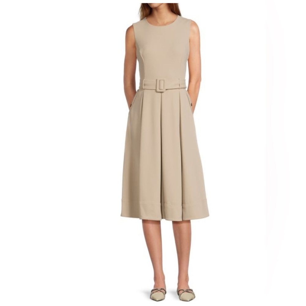 Calvin Klein belted Beige Midi Dress